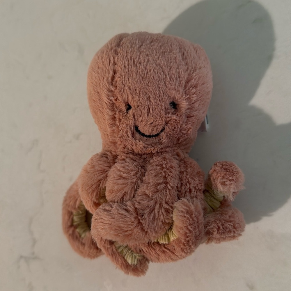 JellyCat Odell Octopus Peachy-Pink White Plush Stuffed Animal Little 7"